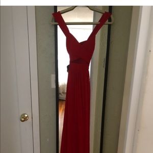 Red chiffon gown